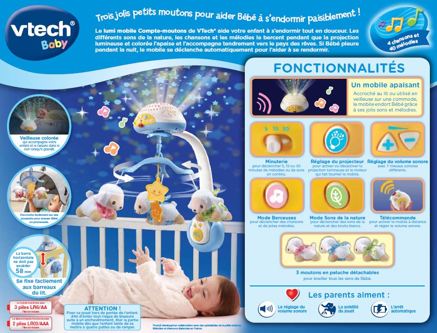 MOBILE – LUMI’MOBILE COMPTE-MOUTONS ROSE – VTECH