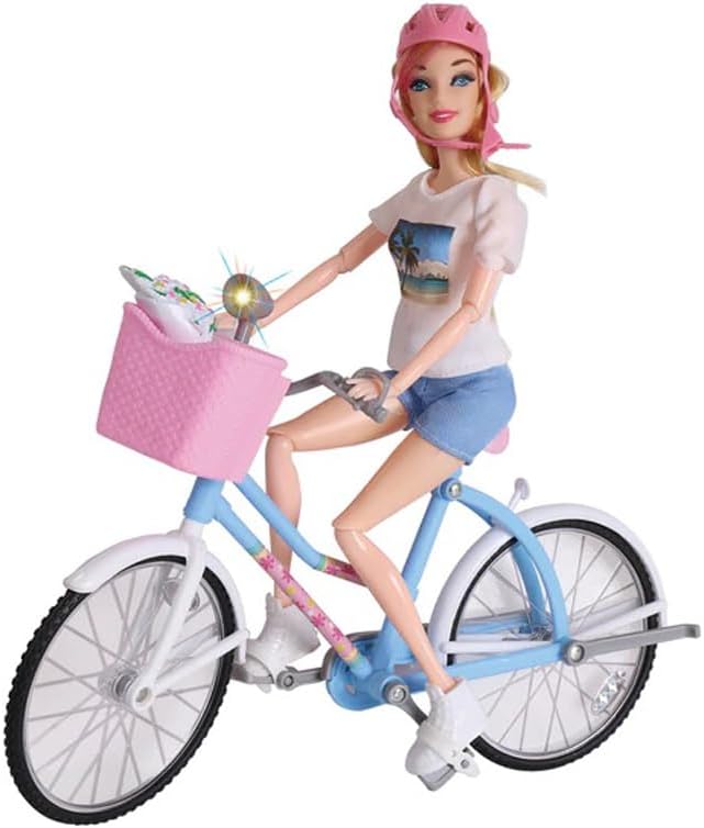Set Poupée Cycliste – Poupée Articulée + Vélo Lumineux & Accessoires