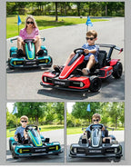 Kart Électrique Enfant 24V – Karting Sport avec Aileron - Turquoise