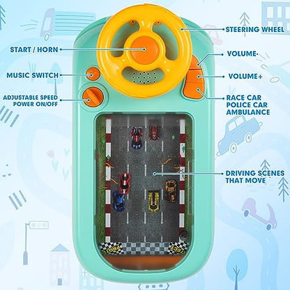 Voiture de Course Électronique Jeu d'Aventure avec Volant Jouet de Conduite Véhicule de Simulation Avec Musique et Sons Pour Enfants