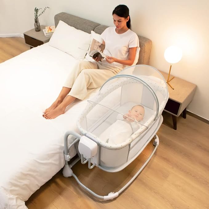 Berceau Cododo 3 en 1 Mastela Deluxe – Lit Bébé Réglable, Berceau à Bascule et Lit de Chevet