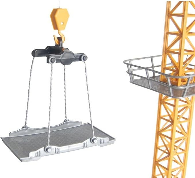 Grue à tour télécommandée INV, grue de chantier 6 canaux 2,4 GHz, radiocommandée de 128 cm de haut, grue élévatrice pour enfants avec tour et télécommande (Tour A)