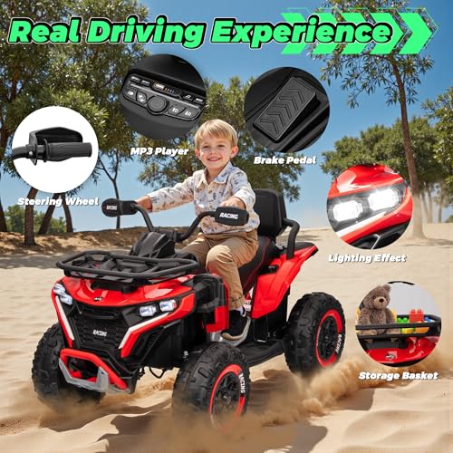 Quad Électrique Enfant 12V – ATV Tout-Terrain Rouge