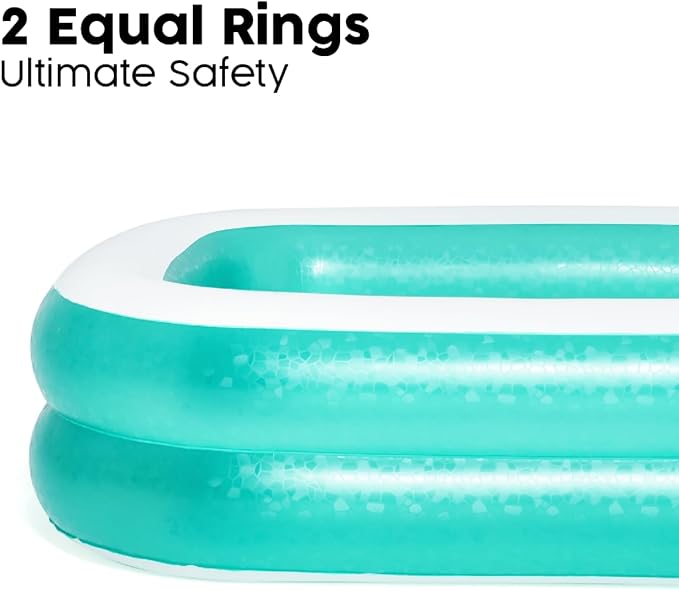 La piscine familiale rectangulaire Bestway Teal est fabriquée en vinyle durable et se gonfle rapidement.