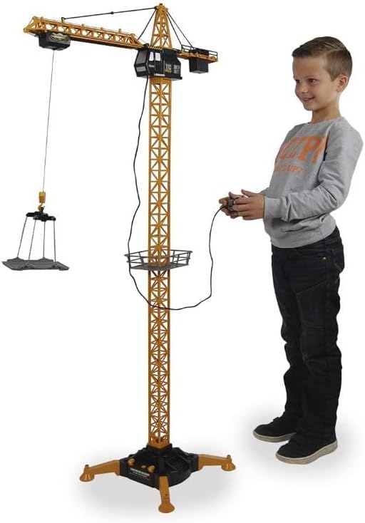Grue à tour télécommandée INV, grue de chantier 6 canaux 2,4 GHz, radiocommandée de 128 cm de haut, grue élévatrice pour enfants avec tour et télécommande (Tour A)