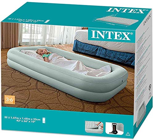 Lit de Voyage Gonflable Intex Kidz – Ensemble Couchage Enfant 3-6 Ans avec Pompe