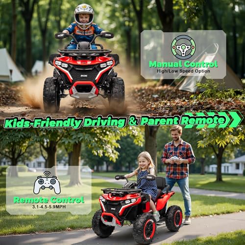 Quad Électrique Enfant 12V – ATV Tout-Terrain Rouge