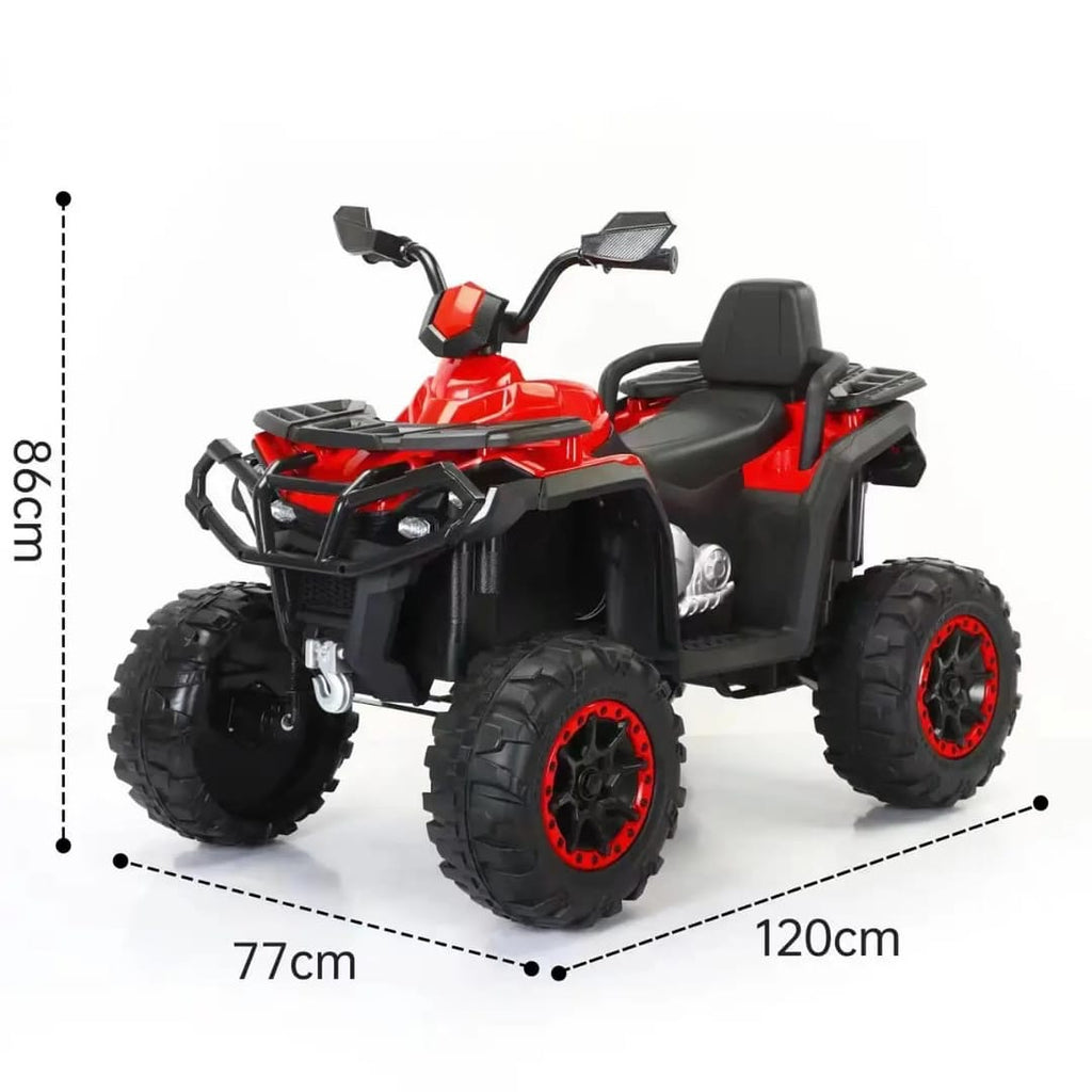 Quad Électrique Enfant Tout-Terrain Rouge & Noir – Style Aventure avec Grandes Roues