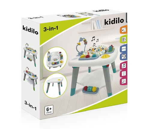 Kidilo Centre d’Activités 3-en-1 – Table Musicale, Bureau & Tabouret (6M+)