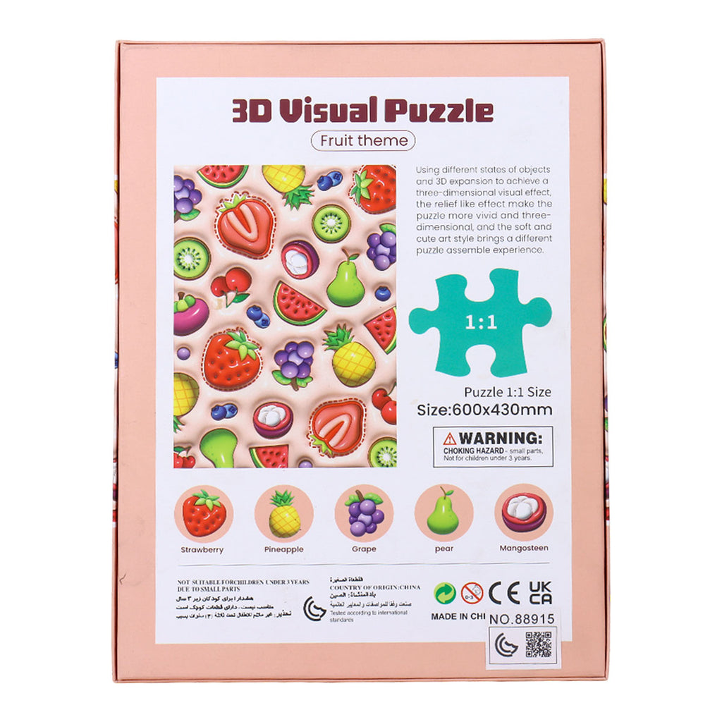 Ce puzzle visuel 3D Mario ludique présente un thème de fruits et contient 120 pièces.