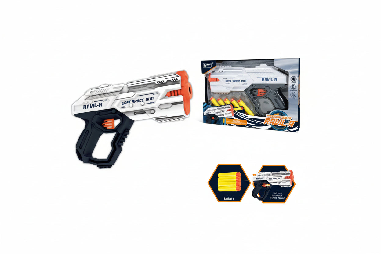 Pistolet Blaster Spatial "Ravil-A" – Lanceur de Balles en Mousse (28 cm)