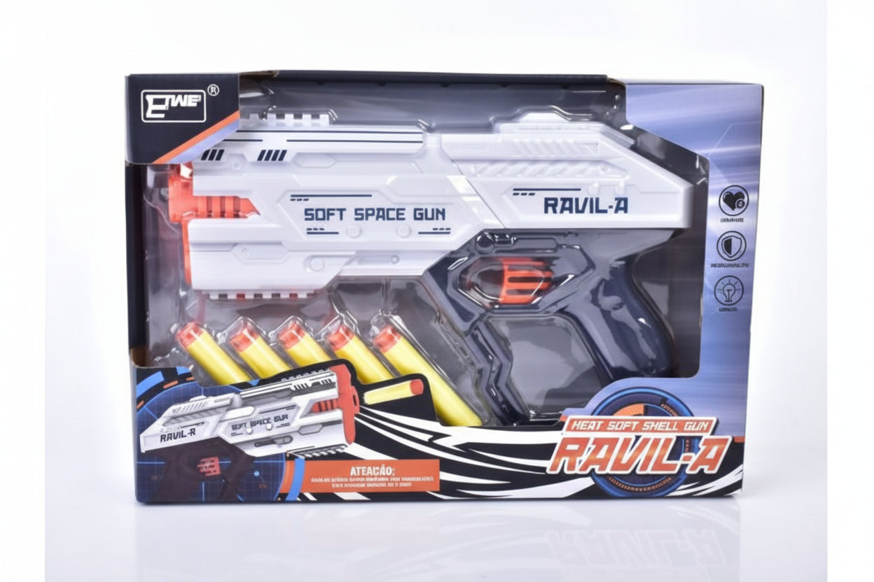 Pistolet Blaster Spatial "Ravil-A" – Lanceur de Balles en Mousse (28 cm)