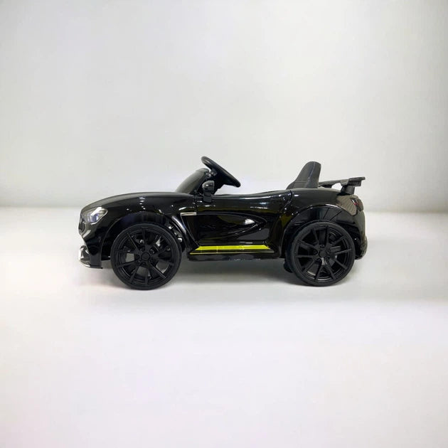 Voiture Électrique Enfant Style Mercedes Noire – Design Sport avec Bandes Jaunes