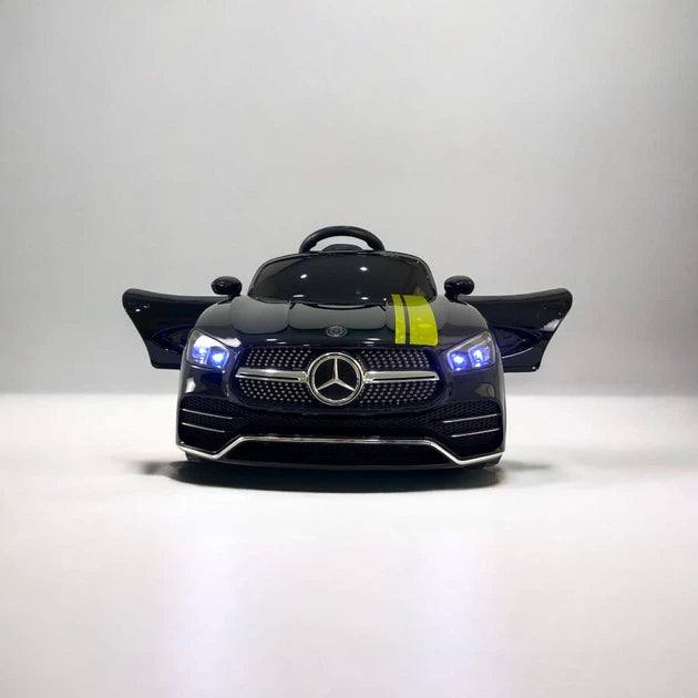 Voiture Électrique Enfant Style Mercedes Noire – Design Sport avec Bandes Jaunes