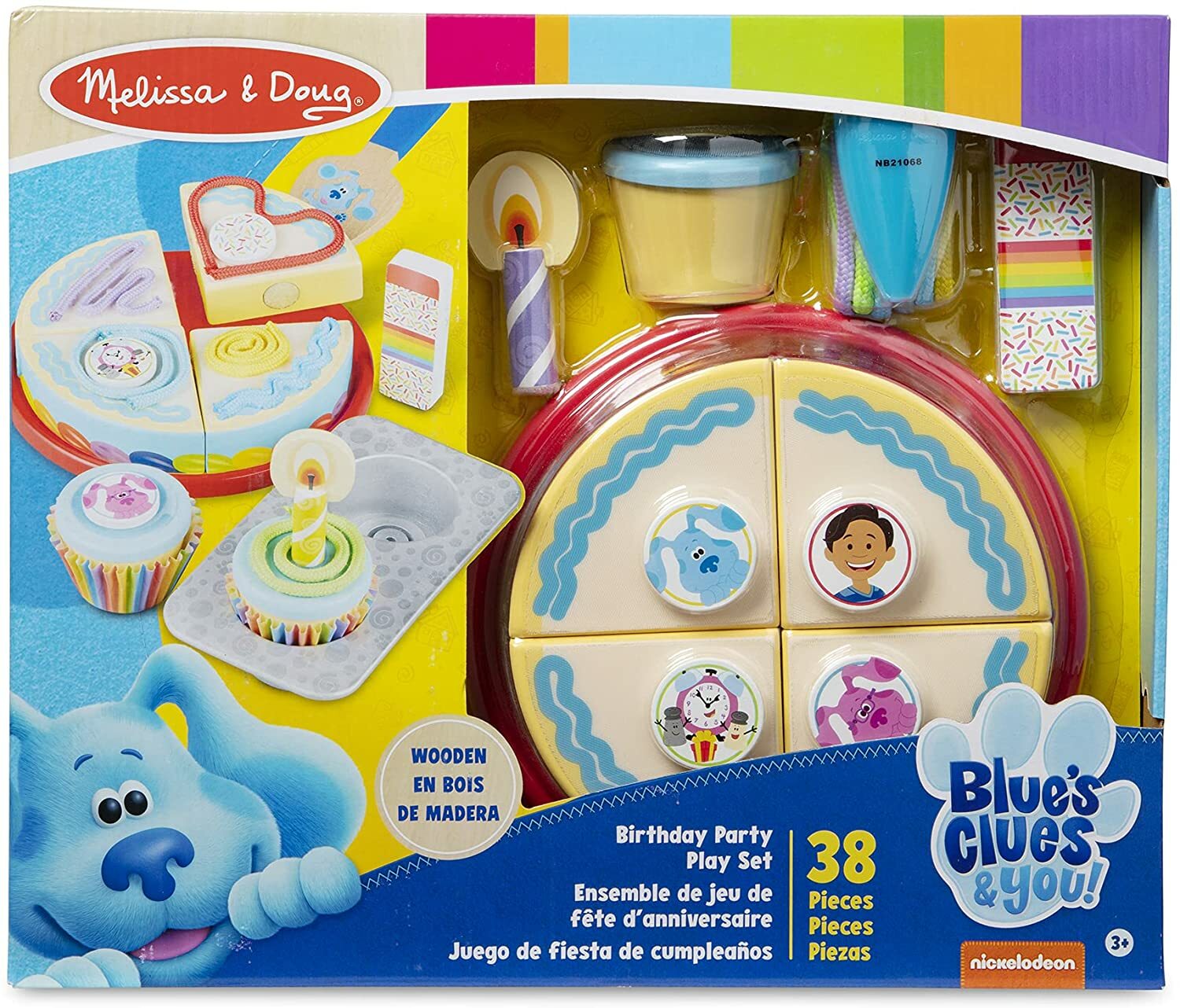 les indices et vous de Melissa & Doug Blue ! Ensemble de jeu de fête d'anniversaire en bois