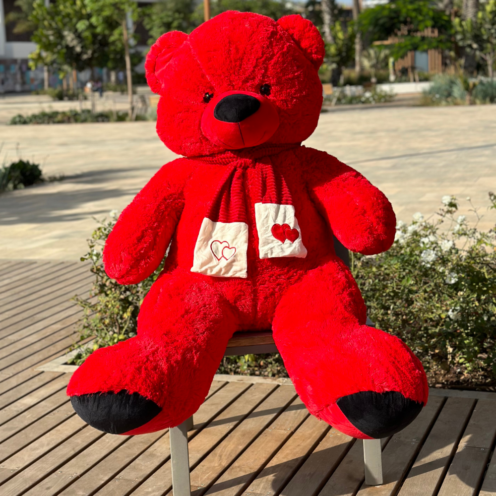 Nounours Géant 160 cm – Peluche Rouge – Maroc