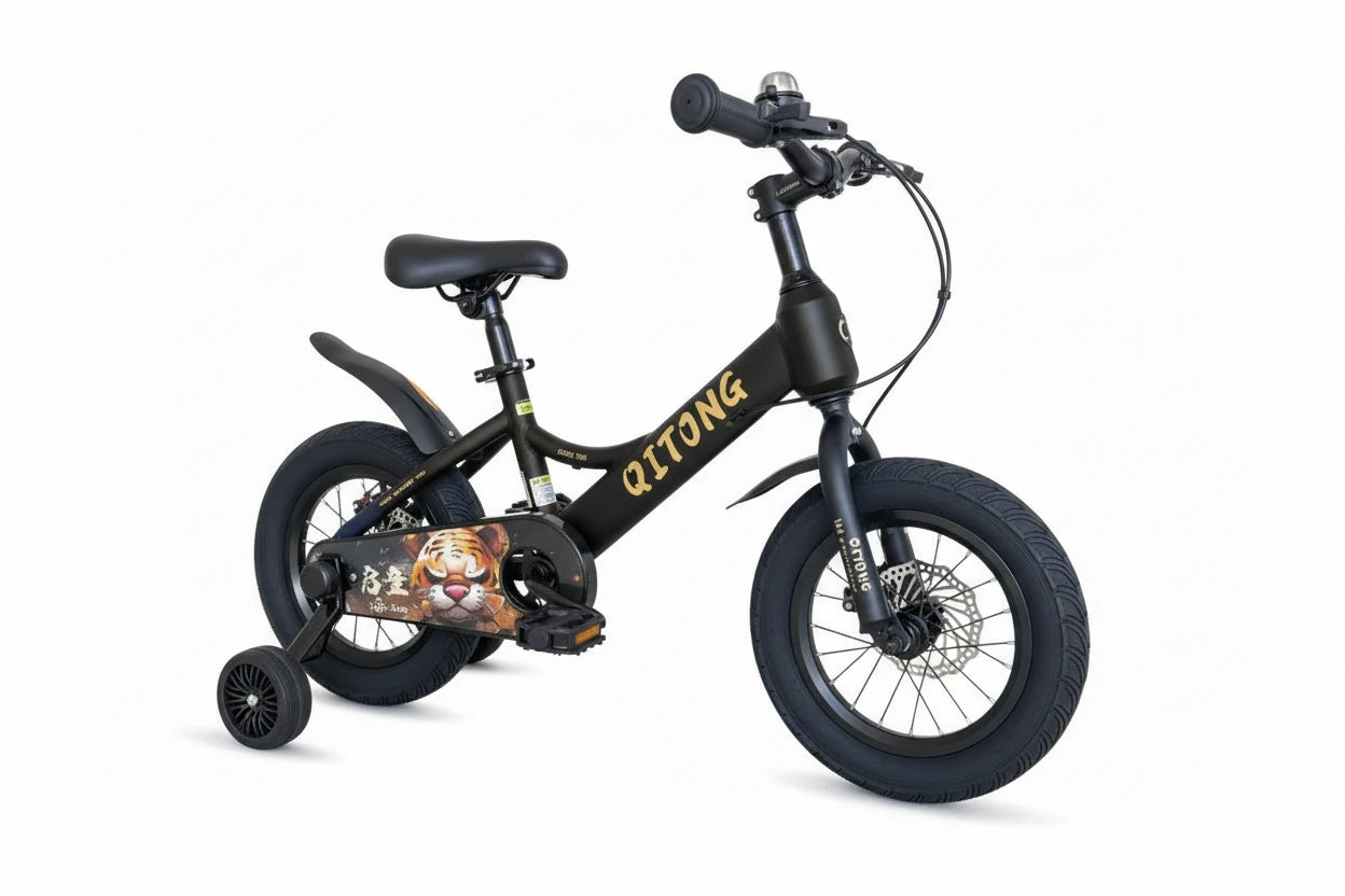 Vélo Enfant 16 Pouces QITONG  – Freins à Disques & Design Tigre - Noire