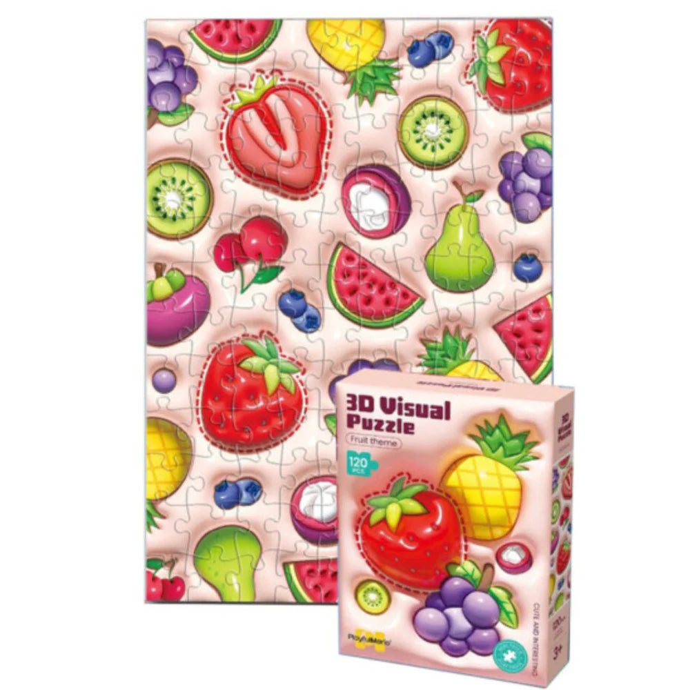 Ce puzzle visuel 3D Mario ludique présente un thème de fruits et contient 120 pièces.