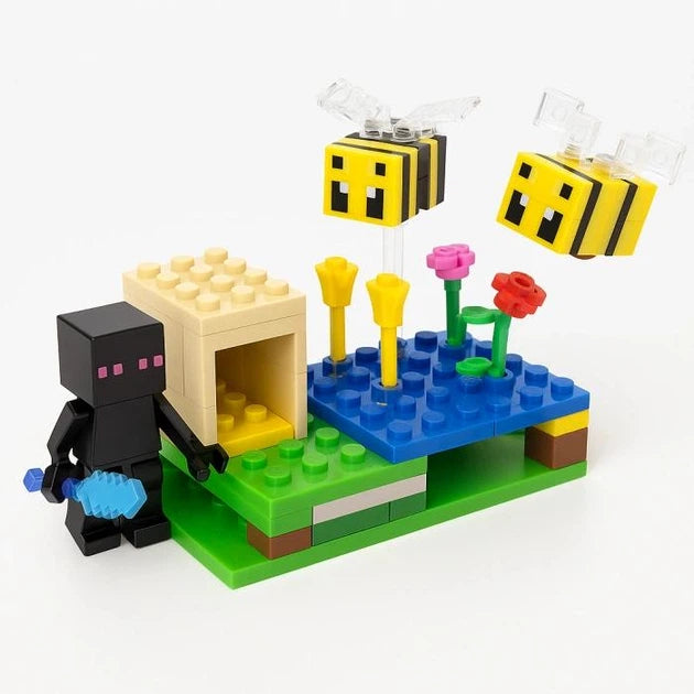 Set de Construction Minecarft – Île Fleurie avec Abeilles (84 Pièces)