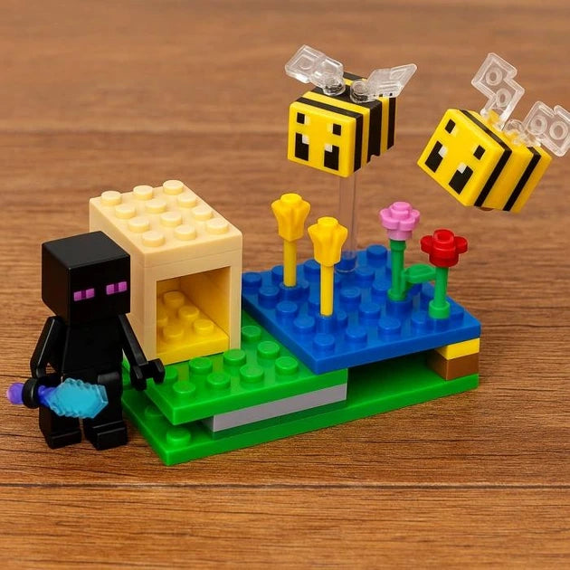 Set de Construction Minecarft – Île Fleurie avec Abeilles (84 Pièces)