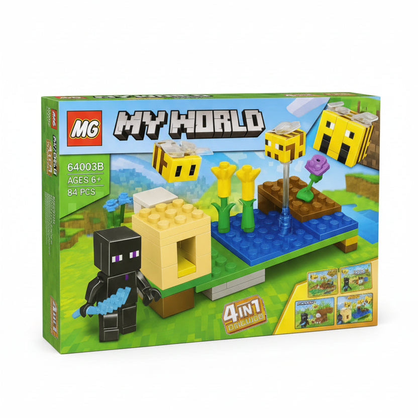Set de Construction Minecarft – Île Fleurie avec Abeilles (84 Pièces)