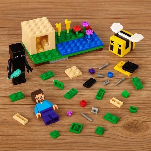 Set de Construction Minecarft – Île Fleurie avec Abeilles (84 Pièces)