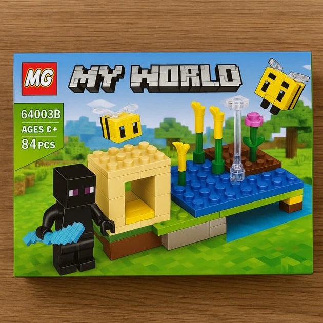 Set de Construction Minecarft – Île Fleurie avec Abeilles (84 Pièces)