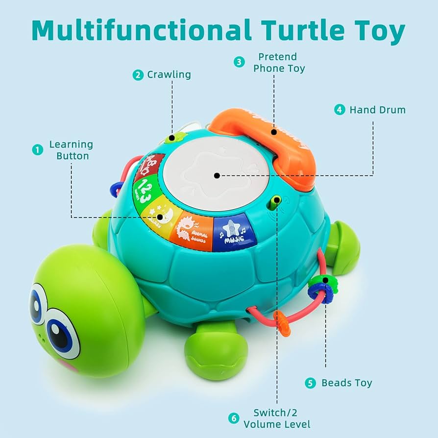 Crawling Phone Turtle musical baby toy