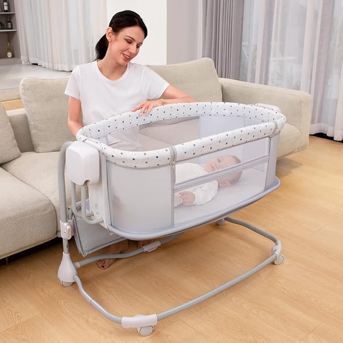 Berceau Cododo 3 en 1 Mastela Deluxe – Lit Bébé Réglable, Berceau à Bascule et Lit de Chevet
