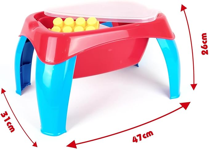 Dolu 30-piece Jumblocks activity table set in red and blue