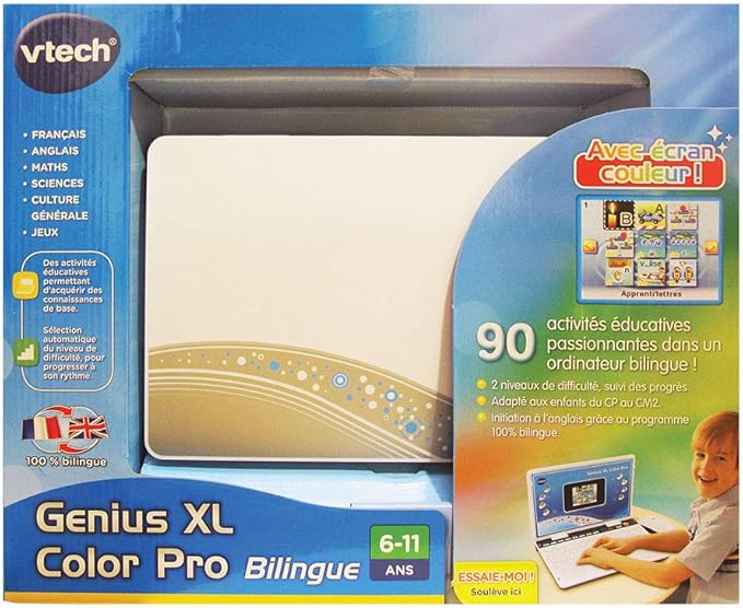 Ordinateur Éducatif Bilingue VTech Genius XL Color Pro – 90 Activités – 6 à 11 Ans