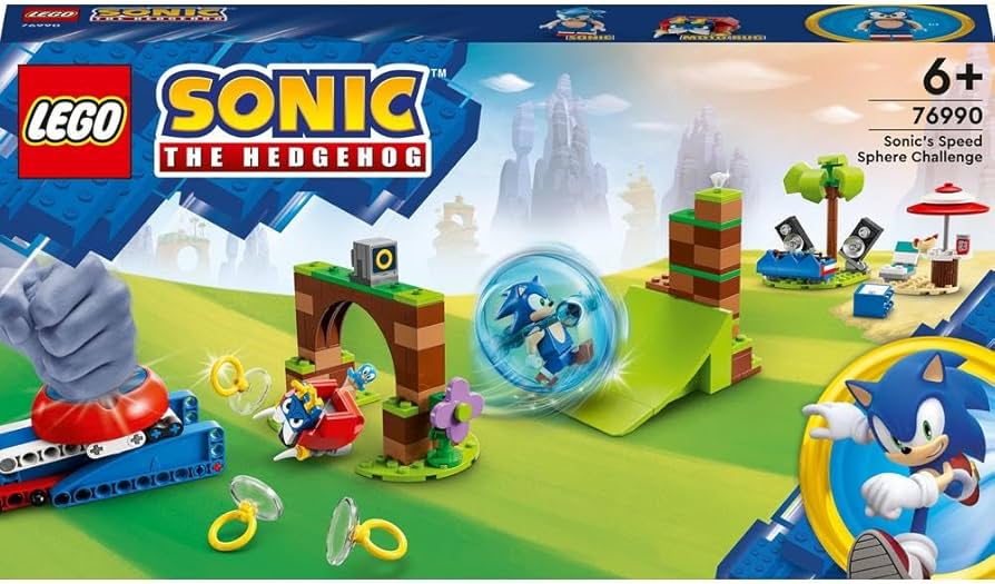 Sonic the Hedgehog 86056 building block set featuring a Green Hill Zone-style course and LED lighting