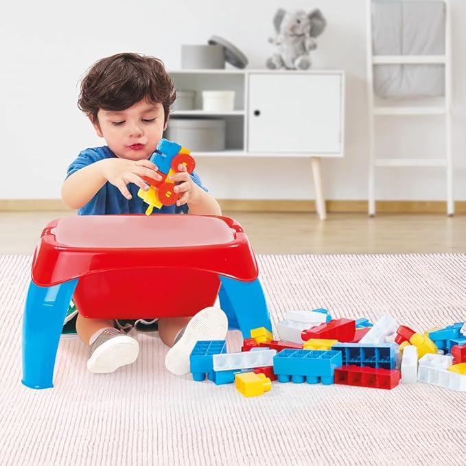 Dolu 30-piece Jumblocks activity table set in red and blue