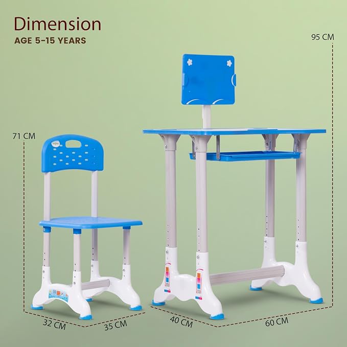 Bureau d’Étude Enfant Réglable avec Chaise & Rangement – Plastique Renforcé, Plusieurs Couleurs