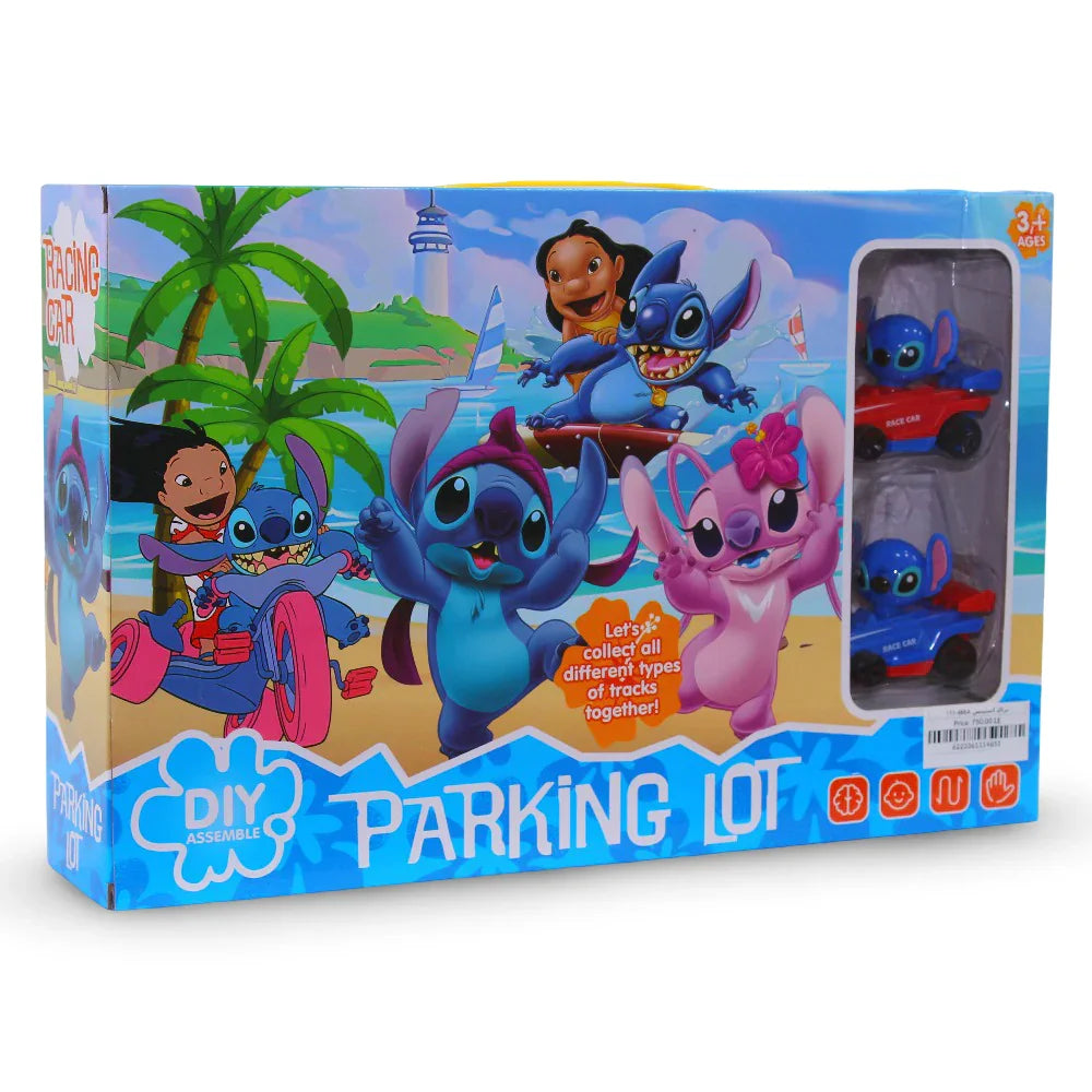 Ensemble de jeu de parking de voitures de course Lilo & Stitch à assembler soi-même