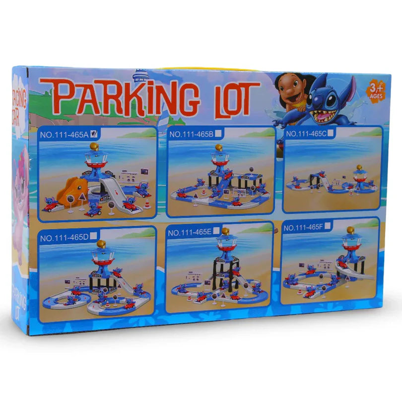 Ensemble de jeu de parking de voitures de course Lilo & Stitch à assembler soi-même