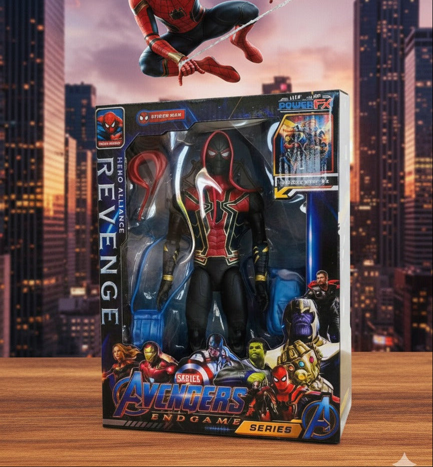 Figurine Marvel représentant Spider-Man noir et rouge
