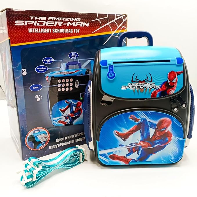 Tirelire Électronique Sac à Dos Spider-Man avec Code Secret et Capteur Tactile – Dès 3 Ans