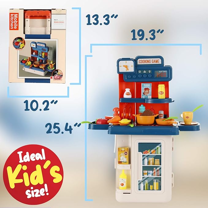 Cuisine Jouet 41 Pièces avec Valise Trolley – Set de Cuisine Portable pour Enfants