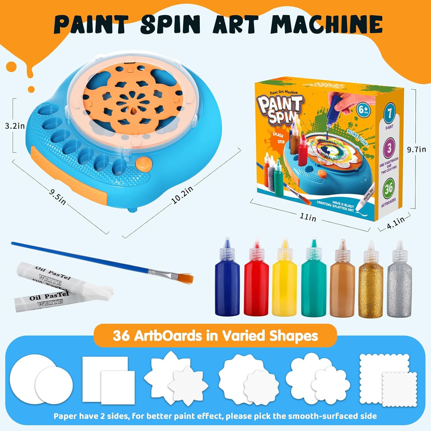 Kit de peinture rotative artistique conçu pour les enfants de 6 ans et plus.