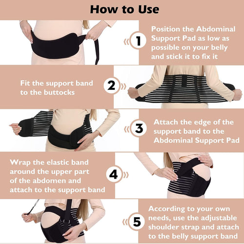 Ceinture de Grossesse 3 en 1 avec Bretelles – Soutien Abdominal, Lombaire et Pelvien