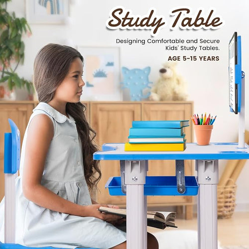 Bureau d’Étude Enfant Réglable avec Chaise & Rangement – Plastique Renforcé, Plusieurs Couleurs