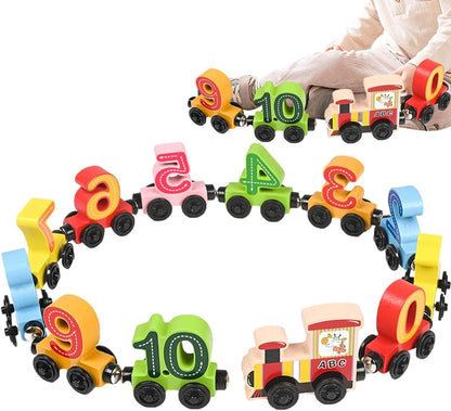 Train Numérique en Bois 12 Voitures avec Chiffres