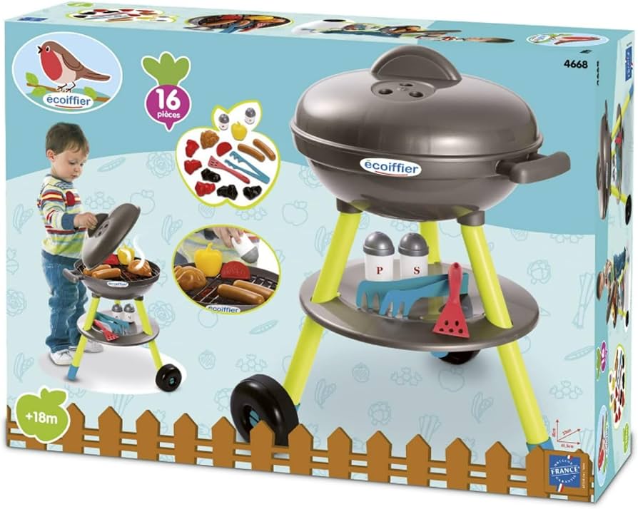 Barbecue Jouet Ecoiffier 16 Pièces – Grill Enfant avec Accessoires dès 18 Mois