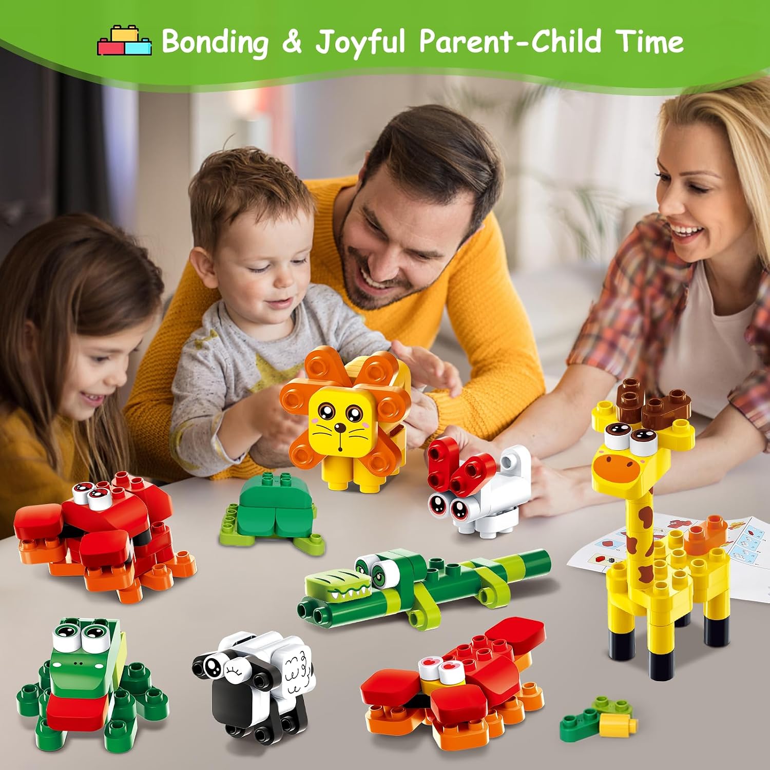 Jeu de Construction Animaux 159 Pièces avec Sac de Rangement – Dès 3 Ans
