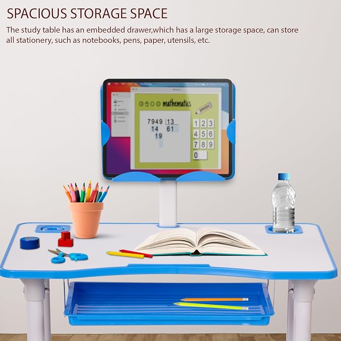 Bureau d’Étude Enfant Réglable avec Chaise & Rangement – Plastique Renforcé, Plusieurs Couleurs