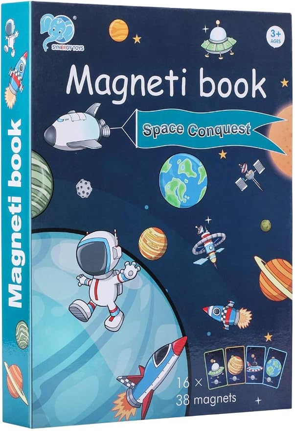 Livre Magnétique Espace Space Conquest – 16 Décors et 38 Magnets dès 3 Ans