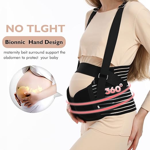 Ceinture de Grossesse 3 en 1 avec Bretelles – Soutien Abdominal, Lombaire et Pelvien