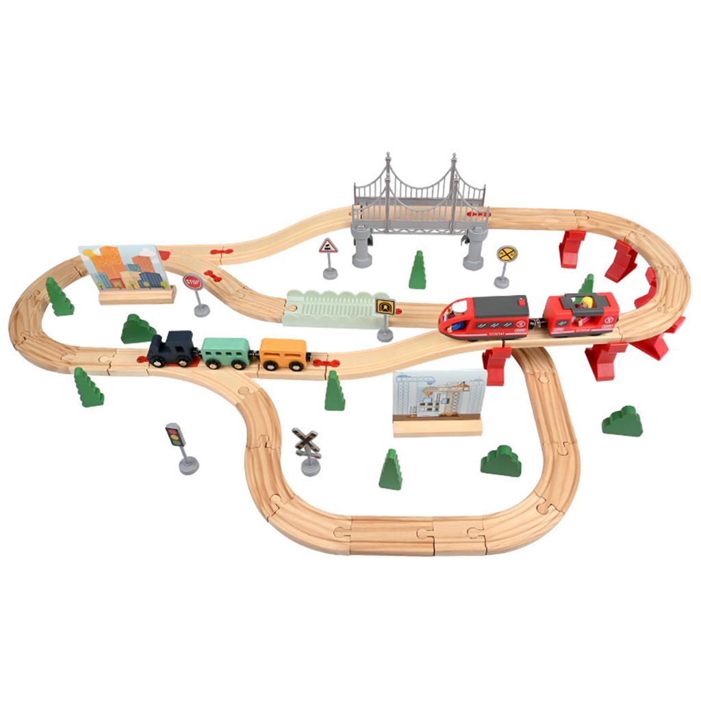 Circuit de Train en Bois 72 Pièces dès 36 Mois