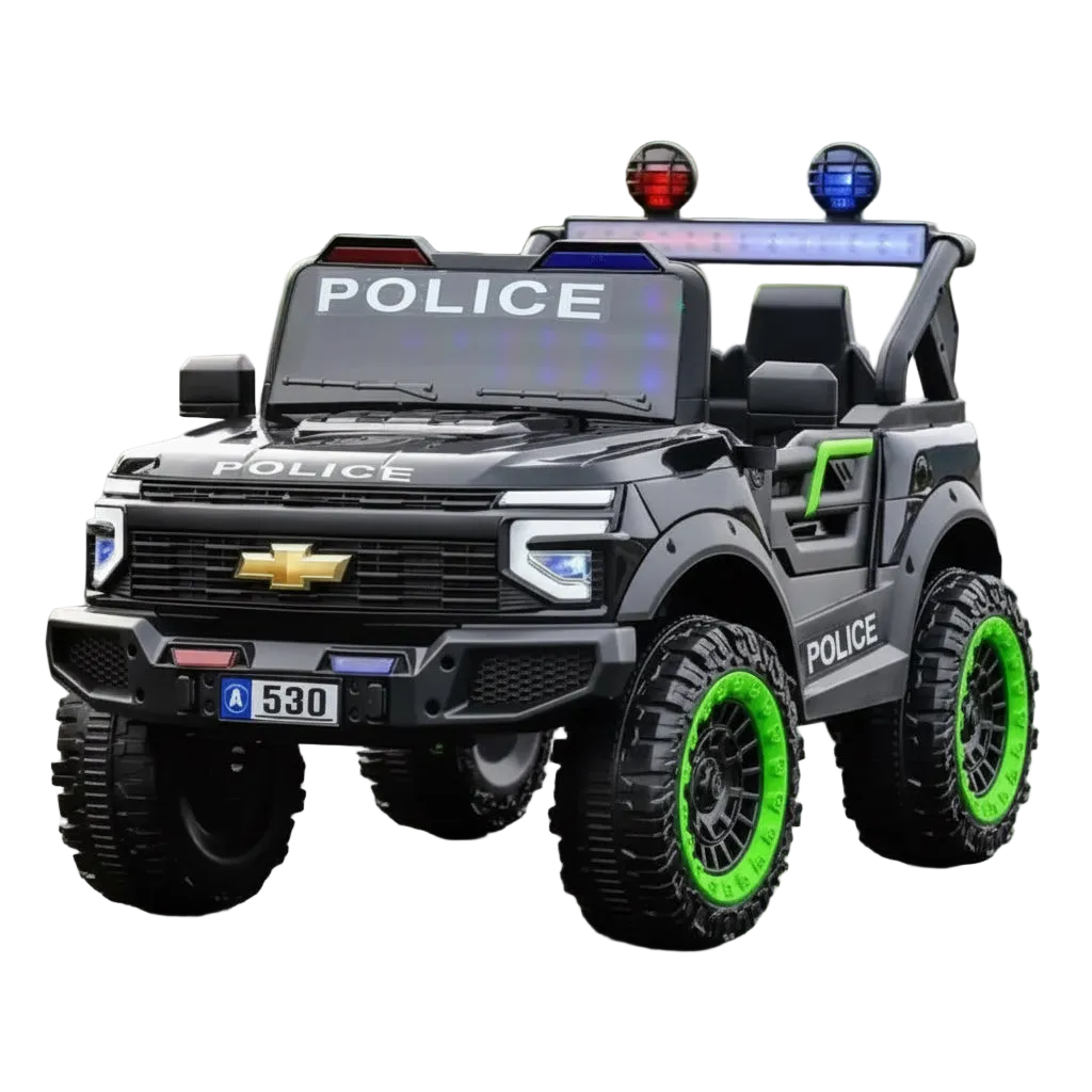 Voiture Électrique Chevrolet électrique Police pour Enfant – 2 Places, Télécommande Parentale & Fonction MP3 - Noire